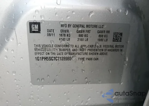 2012 Chevrolet Cruze Ltz z USA, uszkodzony, nr VIN 1G1PH5SC7C7128980